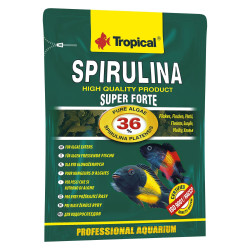 Сухий корм для акваріумних риб Tropical в пластівцях «Super Spirulina Forte» 12 г (для травоїдних риб)